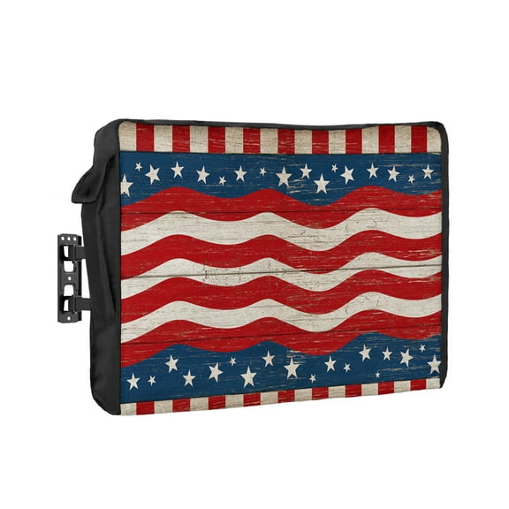 Outdoor Tv Cover 50 To 55 Inch, Independence Day Retro America Flag Wood Grain Waterproof And Weatherproof Tv Covers Tv Display Protectors For Outside Flat Screen Tv 30x19x4.5In