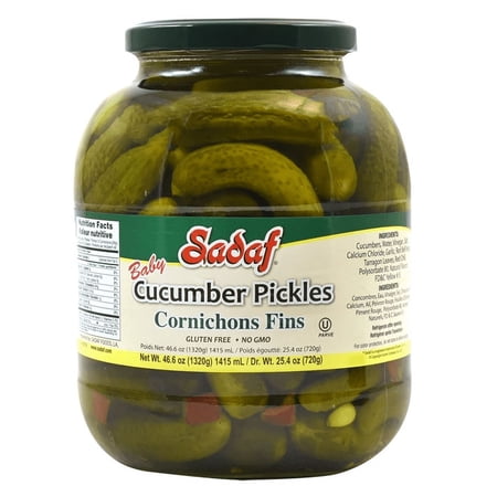Sadaf Baby Cucumber Pickles Cornichons Fins 46.6 oz.