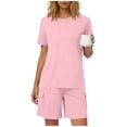 thumbnail image 2 of MYAOYI Sets for Women Daily Wear 2 Piece Outfits Crew Neck Short Sleeve T Shirt and Cargo Shorts Lounge Set with Pockets, 2 of 6