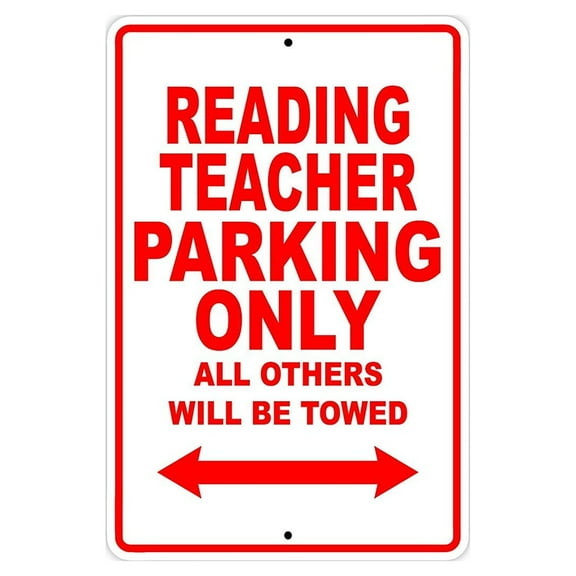 Reading Teacher Parking Only Gift Decor Novelty Garage Metal Aluminum 8"x12" Sign