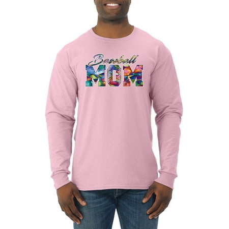 Wild Bobby Colorful Baseball Mom Mother s Day Men Long Sleeve Shirt Light Pink 3XL