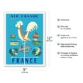 thumbnail image 2 of France - Gallic Rooster Weathervane and French Landmarks - Vintage Airline Travel Poster by Jean Marie Nabrin c.1951 - Master Art Print (Unframed) 9in x 12in, 2 of 4