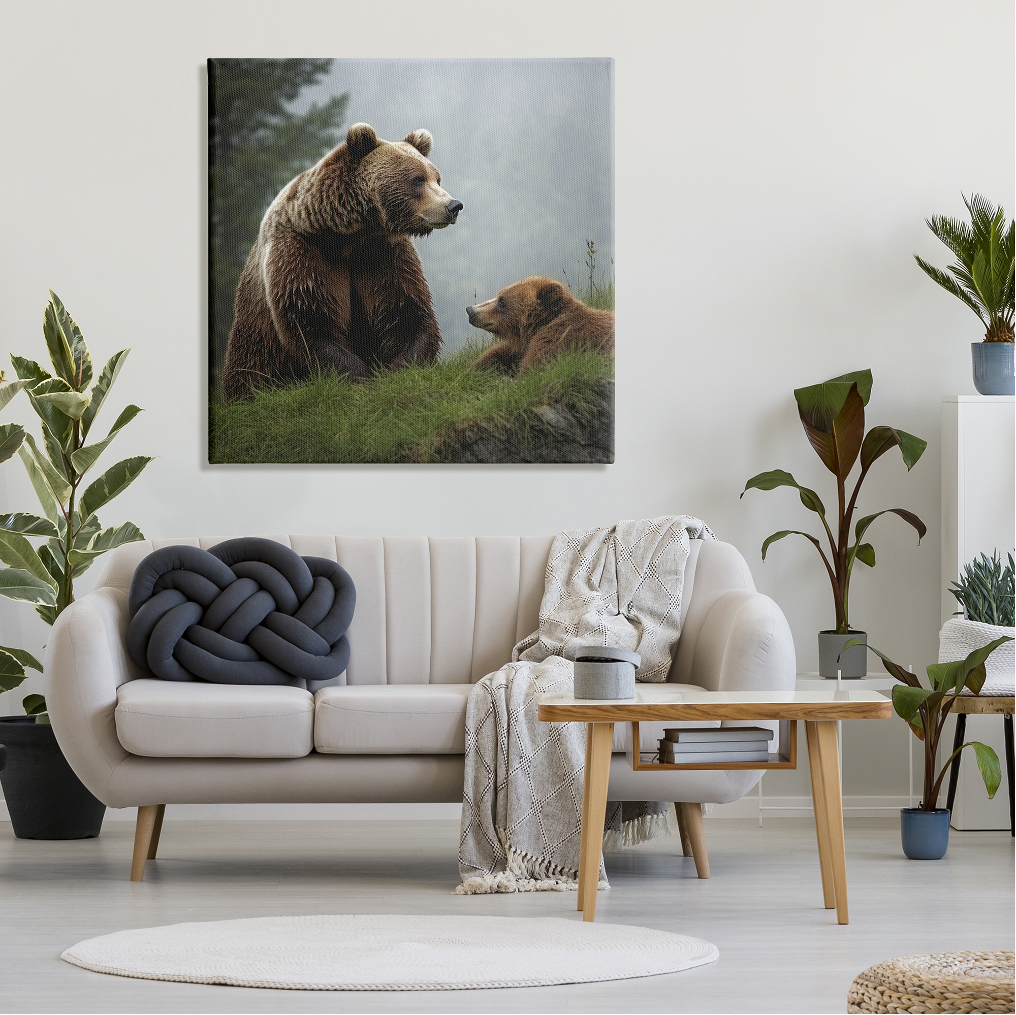 Stupell Industries Bear & Cub Relaxing Animals & Insects Painting Gallery Wrapped Canvas Art Print Wall Art, 36 x 36