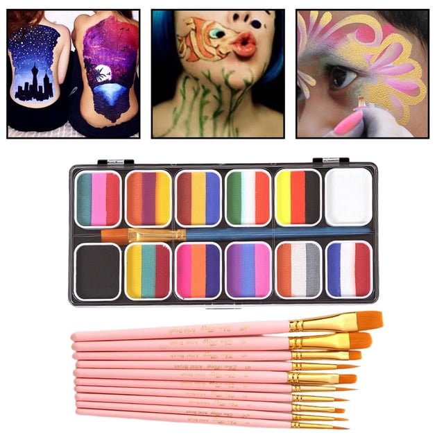 Aceite de Pintura Corporal Colores, de Maquillaje de Halloween, de Pintura Facial con Pinceles para Disfraces de Cosplay de Baoblaze Pintura de cara y cuerpo