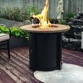 thumbnail image 2 of Lisonu 30" Propane Gas Fire Pit Table, 50000 BTU Round Steel Fire Pit with Imitation Wood Grain Finish for Outside Patio Deck Garden Backyard- Black, 2 of 8