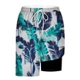 thumbnail image 5 of AHTJRT Men's Swim Trunks Built-In Shorts 2 in 1 Lightweight Elastic Drawstring Waist Summer Shorts Knee Length Quick Dry Beach Shorts Fashion Hawaiian Floral Print Bottoms Blue#13 XL, 5 of 7