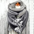 thumbnail image 2 of Women  Botanical Print Cotton Winter Warm Button Up Scarf, 2 of 3