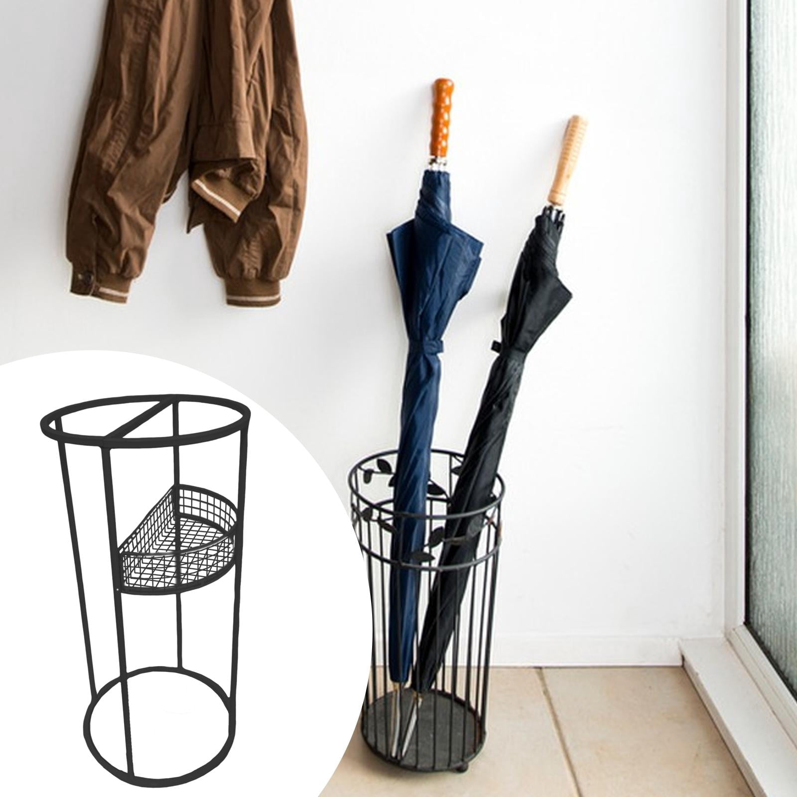 Dualoai Umbrella Stand Metal Round Portable Umbrella Holder for Office Entryway Home Black