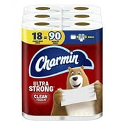 Charmin Ultra Strong Clean Touch Toilet Paper, 18 Family Mega Rolls, 90 Regular Rolls
