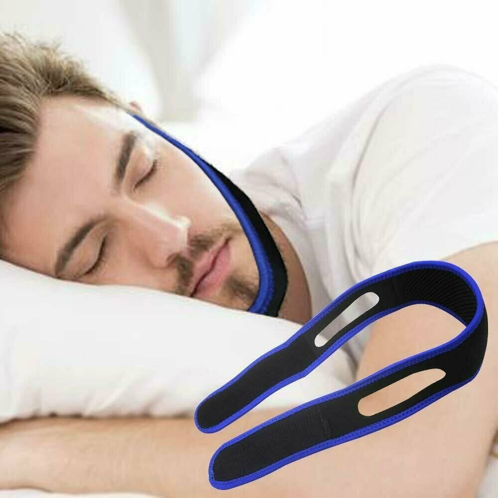 Snore Stop Belt Anti Snoring Cpap Chin Strap Sleep Apnea Jaw Solution TMJ BLUE