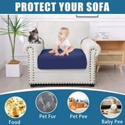 Smiry Waterproof Couch Cushion Covers, Stretch Sofa Seat Cushion Slipcovers,Elastic Furniture Protector for Pets And Kid(Small, Navy)