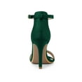 thumbnail image 2 of BLISSFUL STEP Women's Shoes Stiletto High Heels Ankle Strap Open Toe Faux Suede Sandals Dark Green 7, 2 of 8