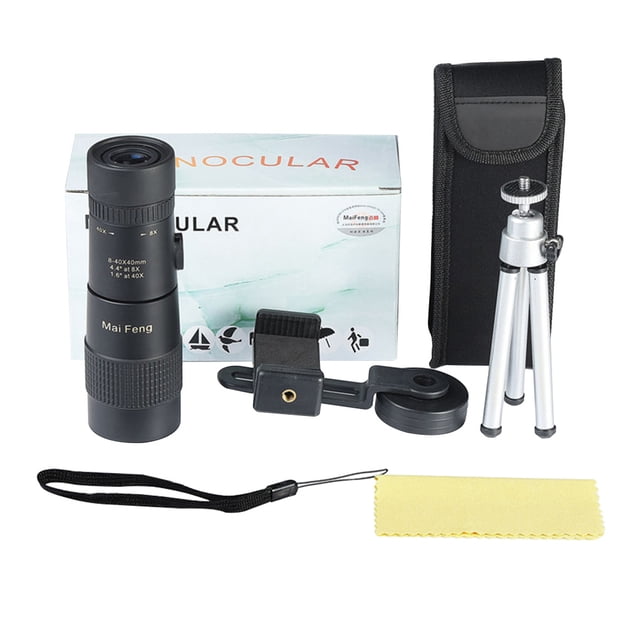 Maifent Zoom Monocular Camping al aire libre Senderismo Observación de aves Lente recubierta Telescopio Monocular impermeable Clip de teléfono Trípode Inevent OD000506-02B