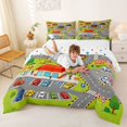 thumbnail image 3 of Manfei Cartoon Car Queen Comforter Set,Cute Kid Art Comforter Sets Queen,Gray,Polkadot Reversible,3-Piece,1 Comforter and 2 Pillowcases, 3 of 7