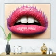 thumbnail image 2 of Designart 'Beautiful Woman Lips With Pink Lipstick' Modern Framed Canvas Wall Art Print, 2 of 5