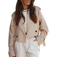 thumbnail image 2 of Chaqueta Corta de Ciclismo para Mujer, Gabardina Informal Cruzada con Cinturón Caqui XS, 2 of 10