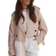 thumbnail image 2 of Chaqueta Corta de Ciclismo para Mujer, Gabardina Informal Cruzada con Cinturón Caqui M, 2 of 10