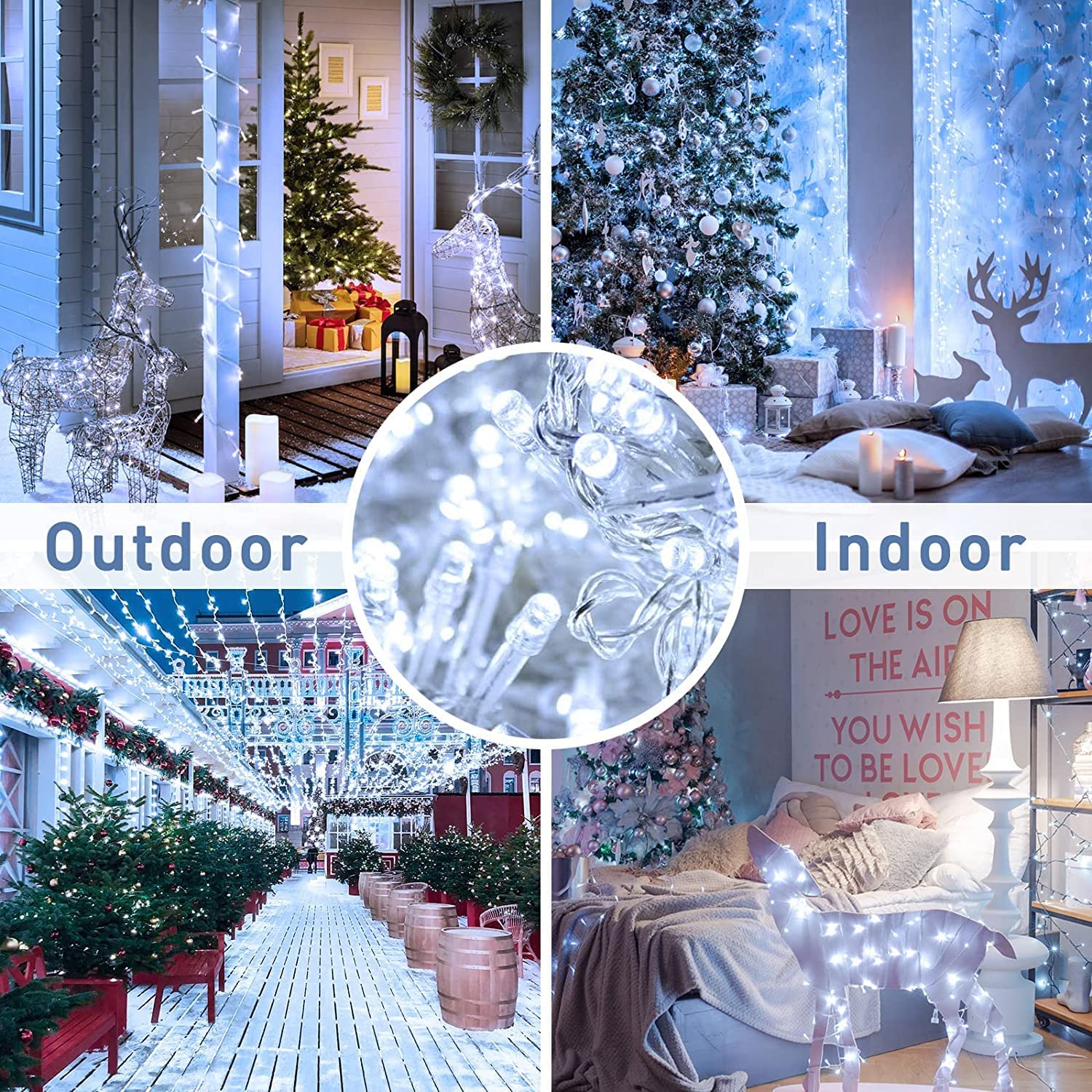 Christmas Outdoor String Lights, GooingTop 42.6 Ft 130 LED Lights Battery Operated for Garden Patio, Holiday Wedding Christmas Outdoor Indoor Decor (Cool White) - image 3 of 9