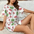 thumbnail image 4 of Sikiie Hand Drawn Watermelon Womens Pajama Sets Short Sleeve Top With Pants Sleepwear 2 Piece Lounge Set3X-Large, 4 of 6