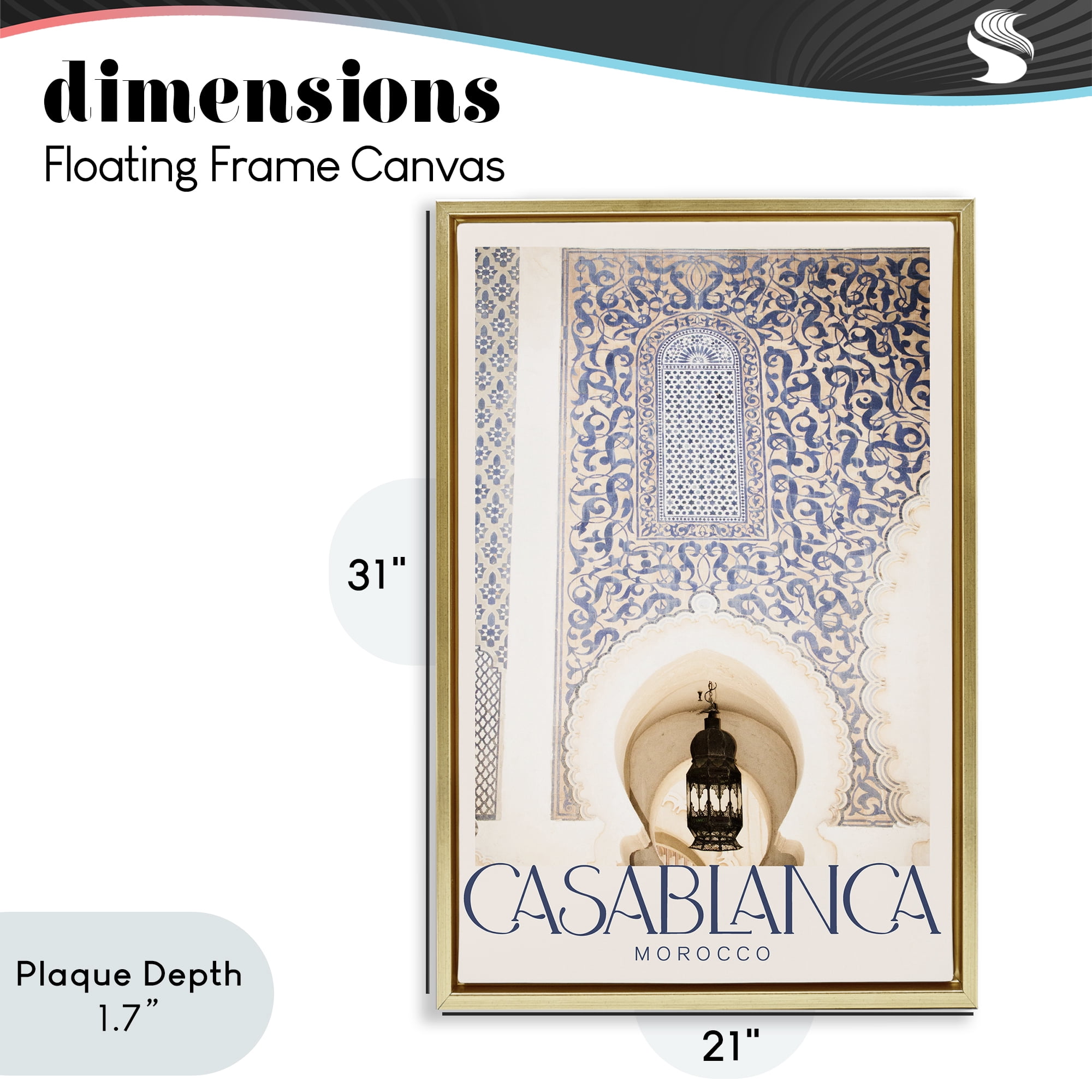 Stupell Industries Ornate Casablanca Architecture Gold Framed Floater Canvas Wall Art, design by Emily Navas