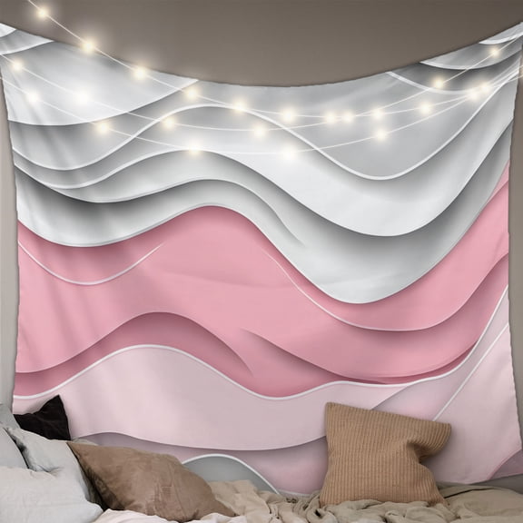 Pink Gray Ombre Large Tapestry for Bedroom Wall Hanging Tapestry, Modern Abstract Moire Art Geometric Ceiling Backdrop Tapestries Poster Blanket Wall Decor for Teens Room Living Room Dorm 85" x 90"