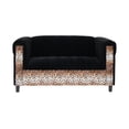 thumbnail image 2 of DeeHome Black Velvet Loveseat Sofa for Living Room with Leopard Print, Modern Décor Love Seat Mini Small Couches for Small Spaces and Bedroom with Solid Wood Frame, 2 of 5