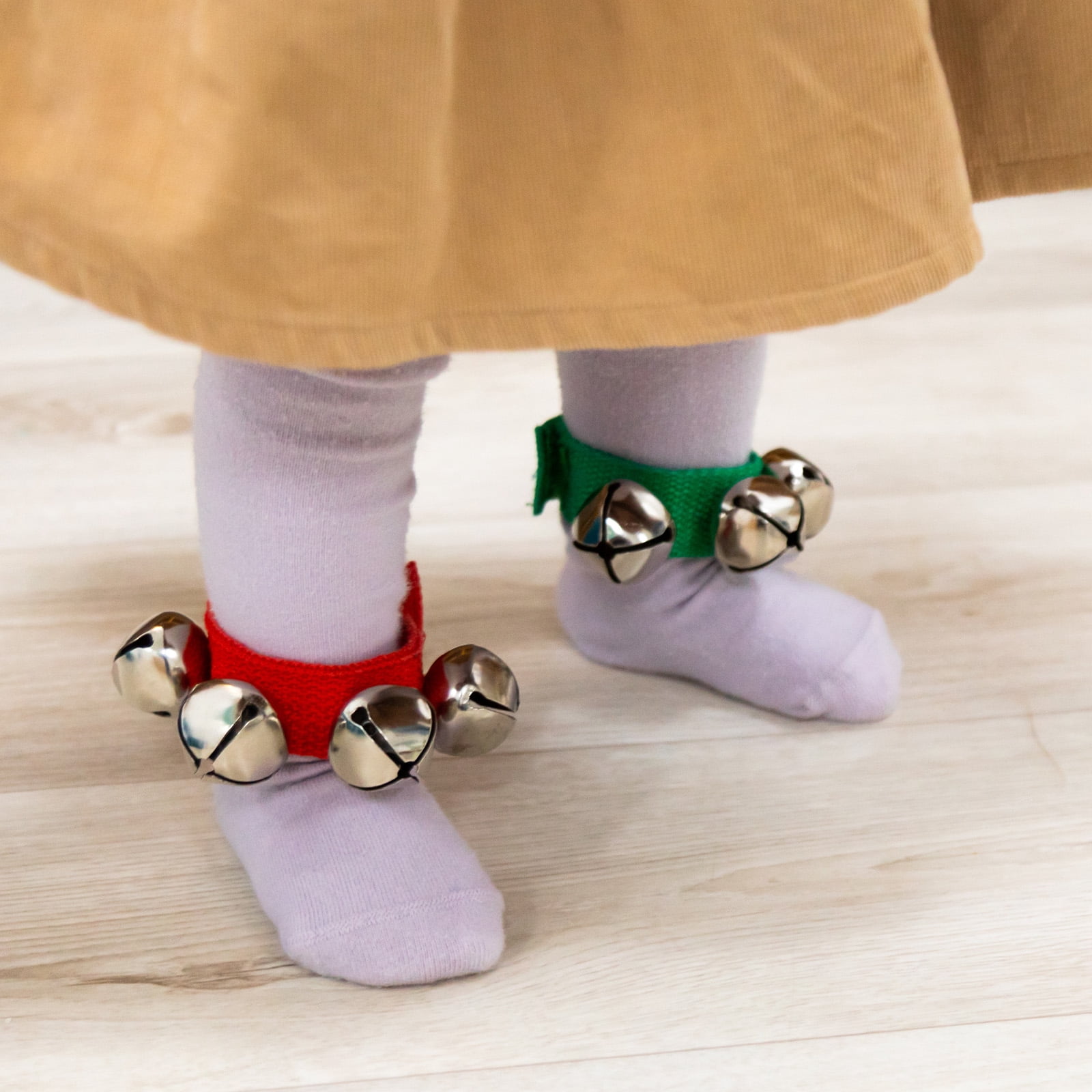 12pcs Wrist Bells, Jingle Bells Ankle Bells Percussion Instruments Musical Rhythm Band with 4 Golden Bells, Green