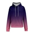 thumbnail image 4 of Women's Gradient Color Drawstring Hooded Sweatshirt with Pocket, Soft Fleece Lined Long Sleeve Pullover Top for Casual Streetwear, Daily Comfort Wear and Outdoor Activities GY1 L, 4 of 9