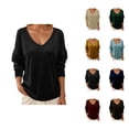 thumbnail image 1 of Hauts en Velours pour Femmes 2026 Mode Automne Hiver Manches Longues Col en V Rétro Décontracté T-Shirts pour Sortir, 1 of 4