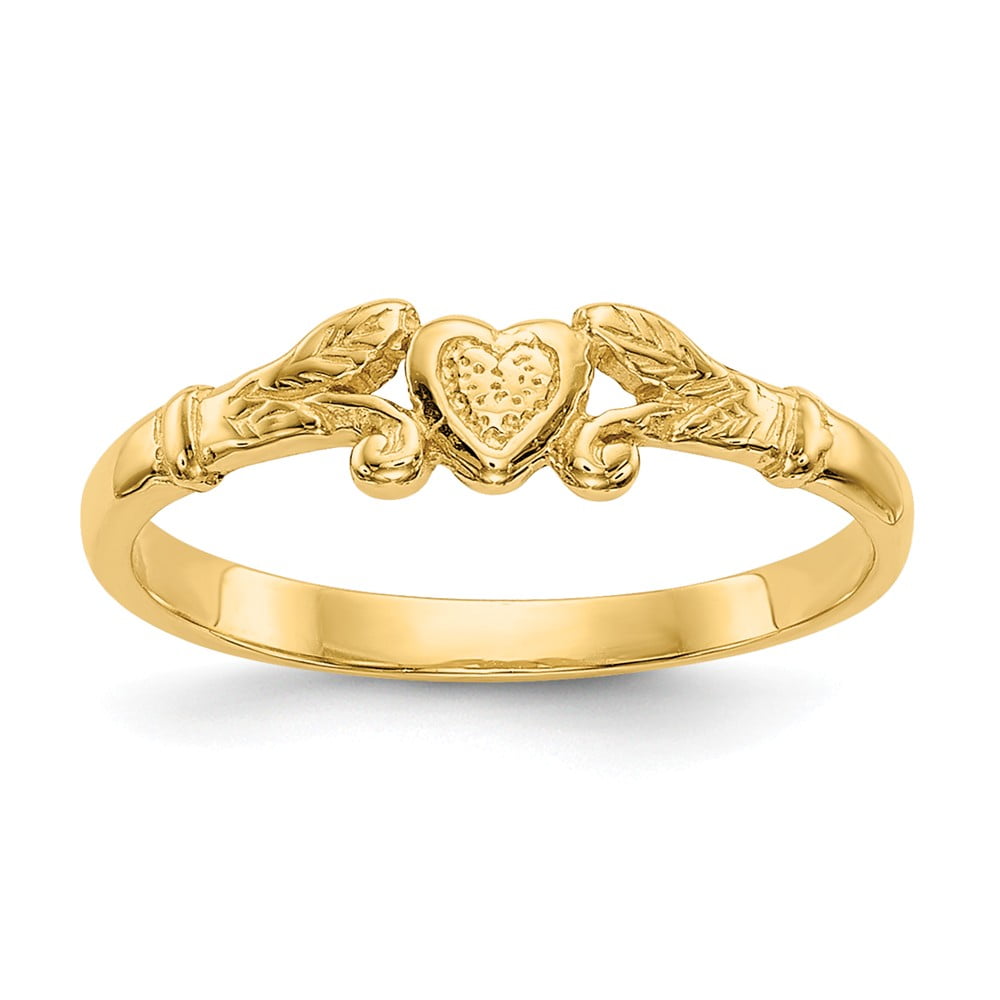 Discount Jewelers Real 14kt Yellow Gold Heart Baby Ring Size 1; for Adults and Teens; for