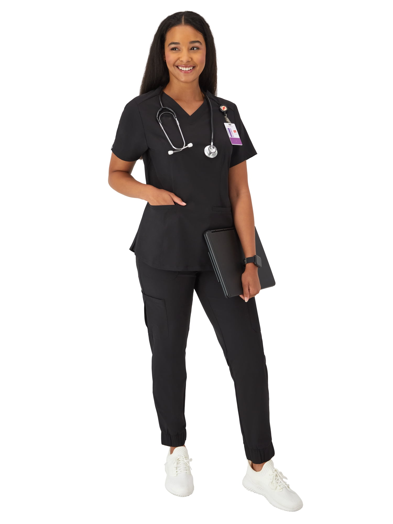Hanes Womens Scrubs V-Neck Scrub Top, Comfort Fit, 2 Pockets, Sizes XS-3XL
