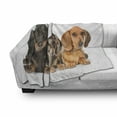 thumbnail image 3 of Dachshund Soft Flannel Fleece Throw Blanket, Different Color Sausage Dog Puppies Lying Together, Cozy Plush for Indoor and Outdoor Use, 50" x 70", Dark Taupe Grey Taupe, by Ambesonne, 3 of 6