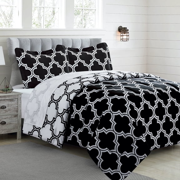 3 Piece Reversible Down Alternative Comforter Set - All Season Comforter with Two Shams - Quilted Duvet Insert with Box Stitched –Hypoallergenic, Soft, Fluffy (King, Grey)
