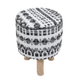 thumbnail image 4 of Pasargad Home Grandcanyon Cotton with Wooden Legs Pouf Footstool White/Black, 4 of 4