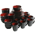 thumbnail image 4 of Gibson Soho Lounge Ensemble de Vaisselle en Grès à Glaçure Réactive Carrée, Service pour 8 (40 Pcs), Rouge/noir, 4 of 15