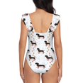 thumbnail image 6 of Yiaed Dachshund Dog Print Women's Ruffled One Piece Swimsuit V Neck Swimwear Slimming Monokini for Woman-Medium, 6 of 8