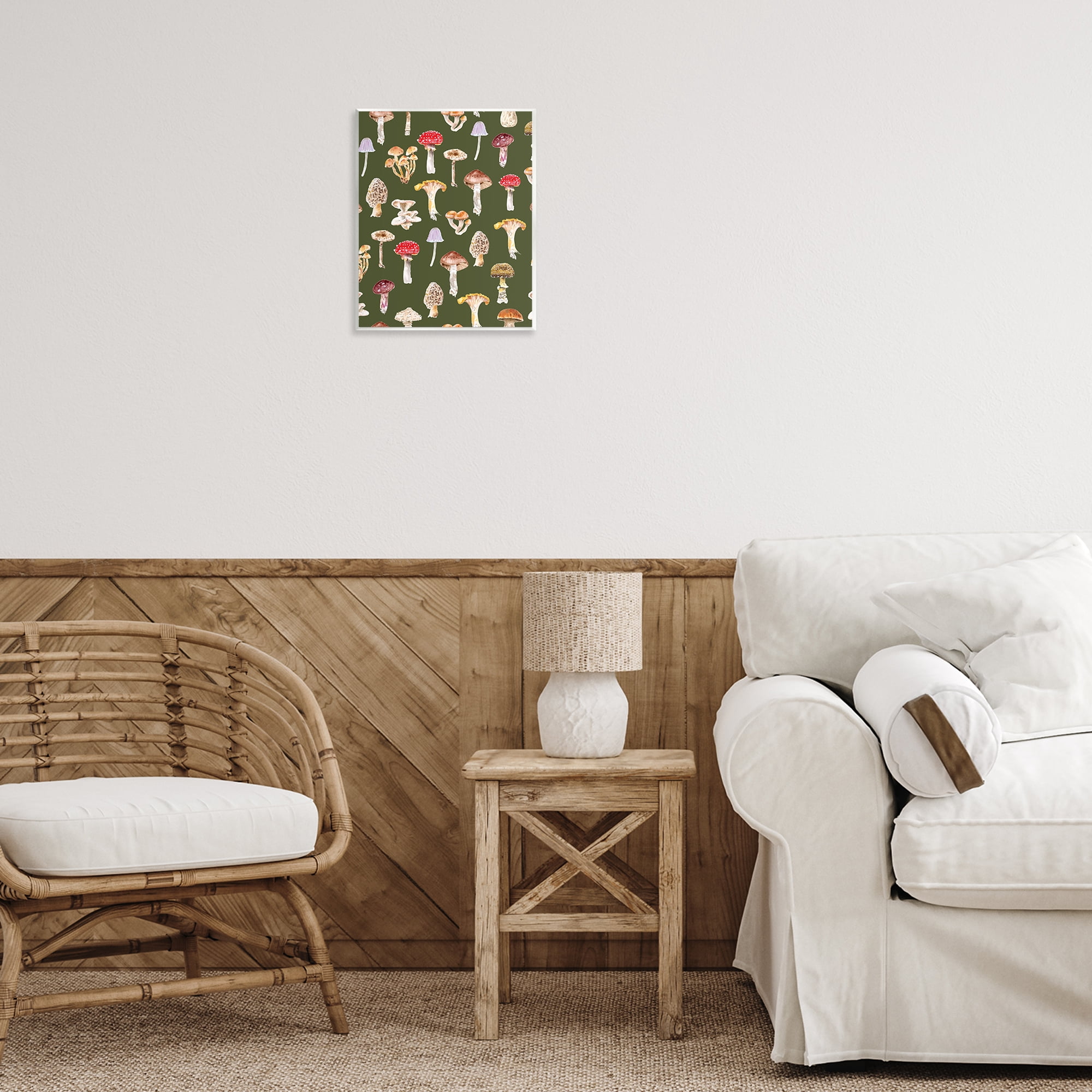 Stupell Industries Mushrooms Repeating Pattern Botanical & Floral Painting Unframed Art Print Wall Art, 11 x 14