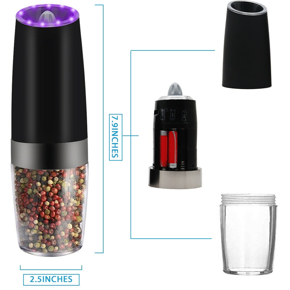 Salt Pepper Electric Grinder LED Light Gravity Activation One Handed Mill  by AmuseWit Demo Review 