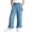 Dark Blue, variant on Little Girls Wide Leg Jeans,Summer Lightweight Denim Bellbottoms,Bow Ruffle Hem Elastic Waist Pants with Side Pockets,Casual Daily Pants for Kids 3-16 Years