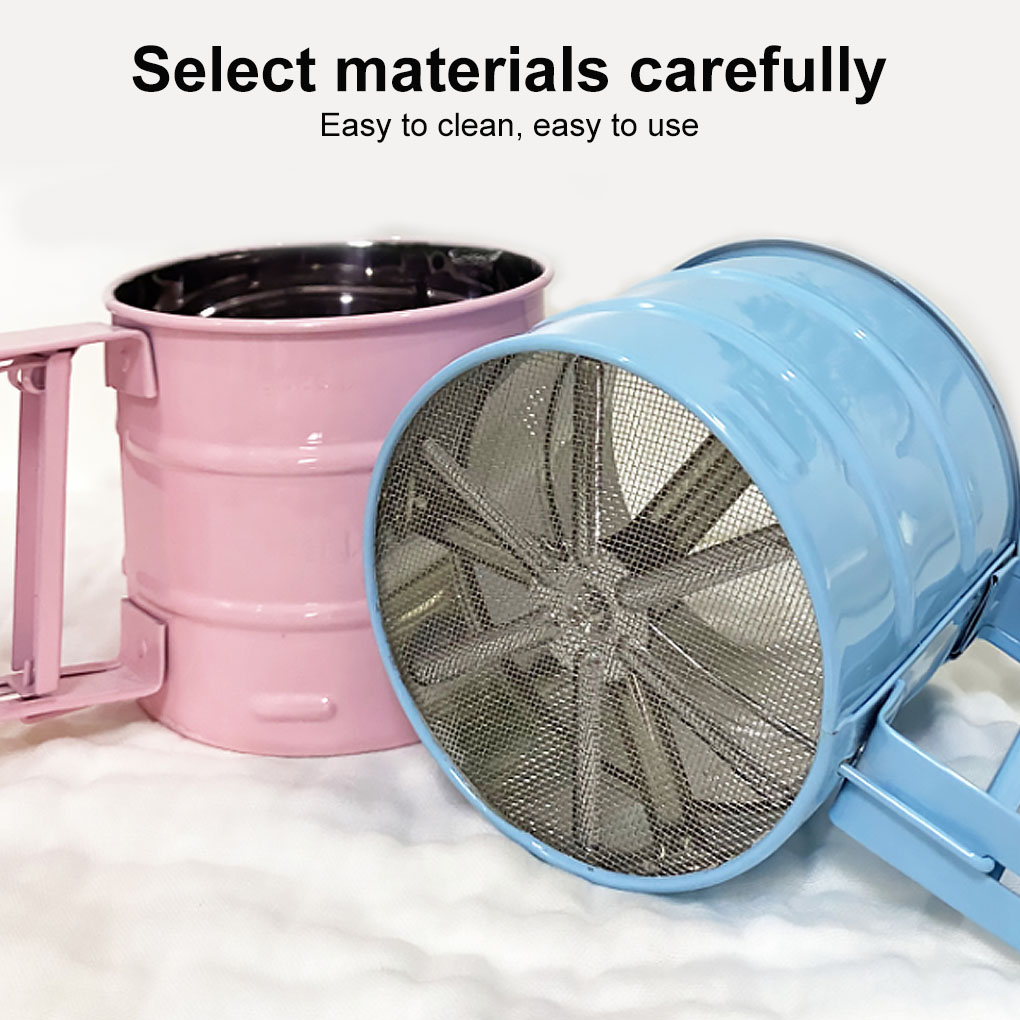 Booyoo Handheld Flour Sieve Semi Automatic Hand Squeezing Mesh Screen