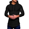 thumbnail image 4 of Elvqul Mens Lightweight Tops Long Sleeve Relaxed Fit Big and Tall Shirts Athletic Hooded Pullover Solid Color T-Shirt for Men, 4 of 6