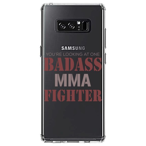DistinctInk Clear Shockproof Hybrid Case for Samsung Galaxy Note 8 - TPU Bumper Acrylic Back Tempered Glass Screen Protector - You're Looking at One Badass MMA Fighter