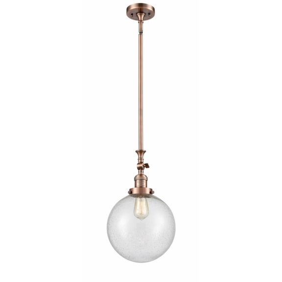 Innovations 206-AC-G204-10-LED X-Large Beacon 1 Light Mini Pendant part of the Franklin Restoration Collection, Antique Copper