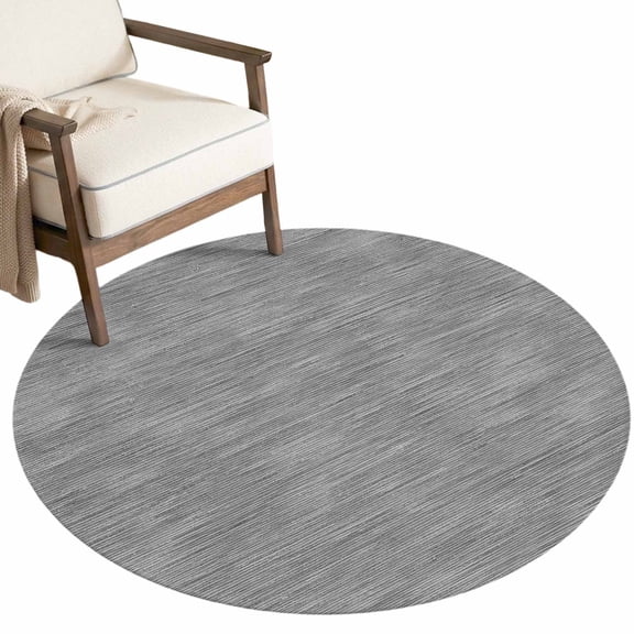 Washable Round Rugs 3ft Gray Solid Color Circle Rug Non-Slip Soft Non-Shedding Low-Profile Minimalist Vintage Linen Texture Modern Small Area Rug Carpet for Living Room Bedroom Dining Room Home Decor