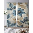 thumbnail image 3 of Vintage Leaves Sheer Curtains 108 Inches Long 2 Panels Blue Tropical Plant Linen Texture Light Filtering Semi Sheer Window Curtains Drapes for Bedroom Living Room 52"x108", 3 of 7