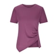 thumbnail image 5 of Tops For Women Trendy Sevevn Women's Short Sleeve Solid Color Crewneck Casual Top Pullover T-Shirt, 5 of 6
