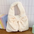thumbnail image 3 of Bow-Knot Shoulder Bag, Top Handle Tote Bag, Plush Pleated Underarm Bag for Travel Work, 3 of 6