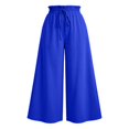 thumbnail image 5 of ibiyuan Women Textured Pleated Wide Leg Trousers, Elastic High Waist Flowy Loose Fit Pants Lightweight Casual Bottoms Resort Street Daily Outfit, 5 of 6