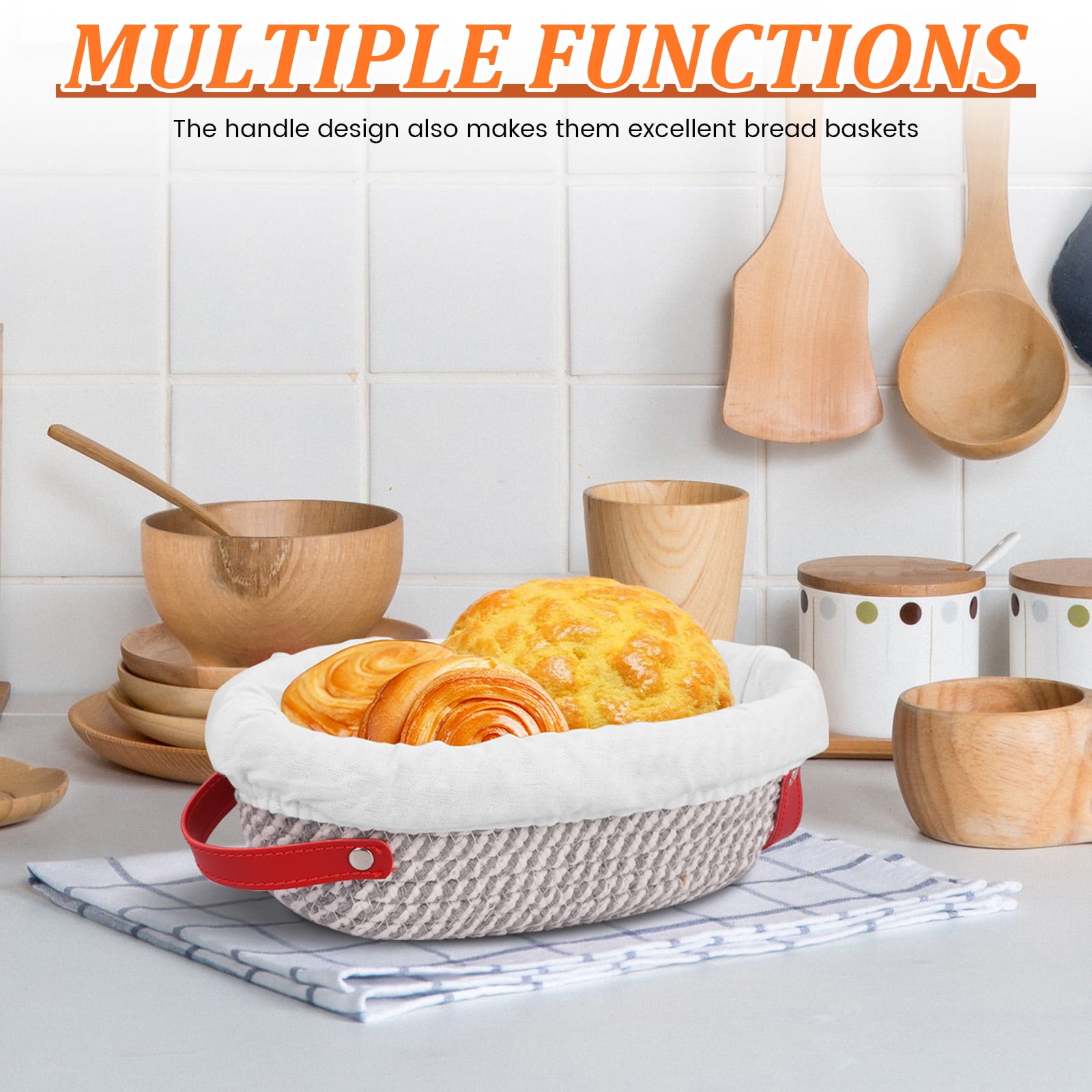 Cotton Rope Proofing Basket for Bread Baking Oval And Round Banneton Bread Basket with Liner And Cover for Homemade Sourdough Baking