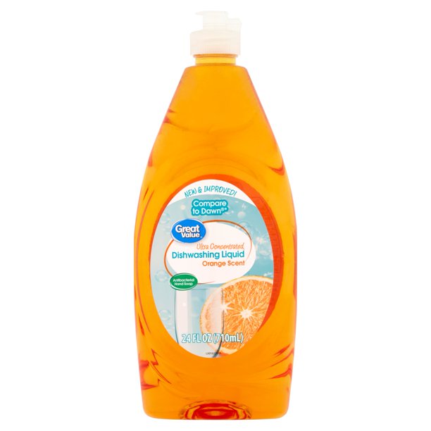 Great Value Ultra Concentrated Dishwashing Liquid, Orange Scent, 24 fl